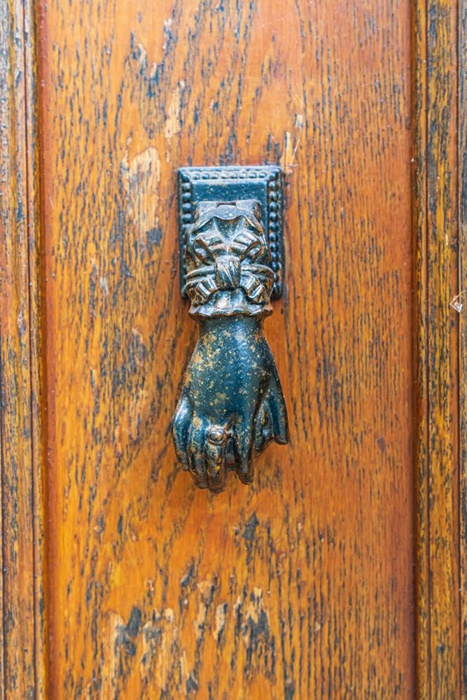 Wall Art Painting id:400225, Name: France-Dordogne-Hautefort A metal door knocker in the shape of a hand in the town of Hautefort, Artist: Wilson, Emily