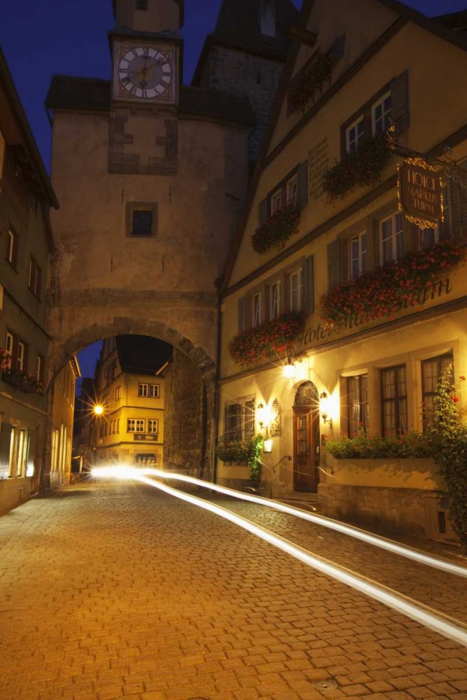 Wall Art Painting id:127444, Name: Germany, Rothenburg Night street scene, Artist: Flaherty, Dennis