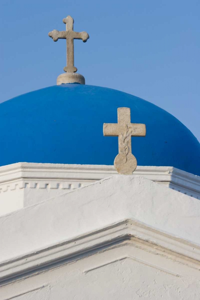 Wall Art Painting id:136505, Name: Greece, Mykonos Blue Greek Orthodox church dome, Artist: Young, Bill