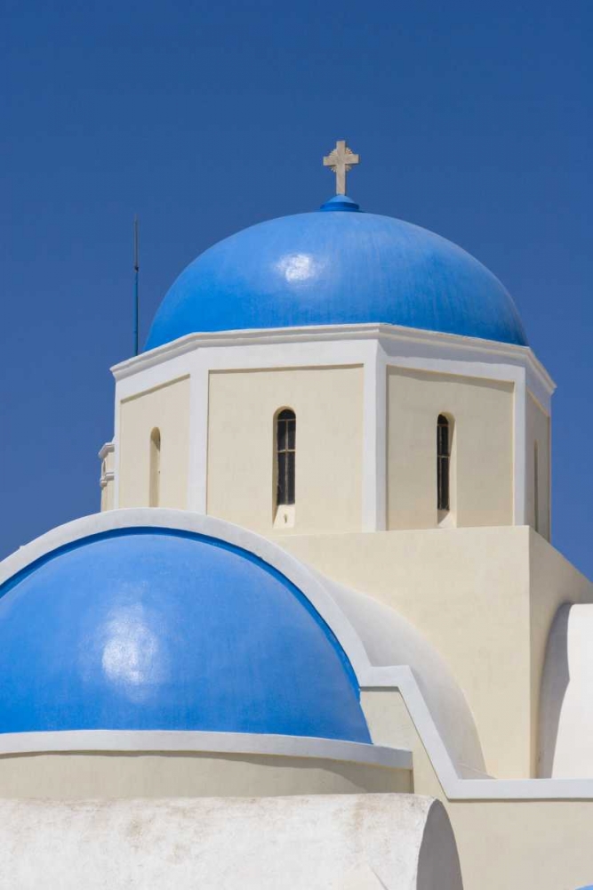 Wall Art Painting id:136354, Name: Greece,Thira, Oia Blue Greek Orthodox church, Artist: Young, Bill