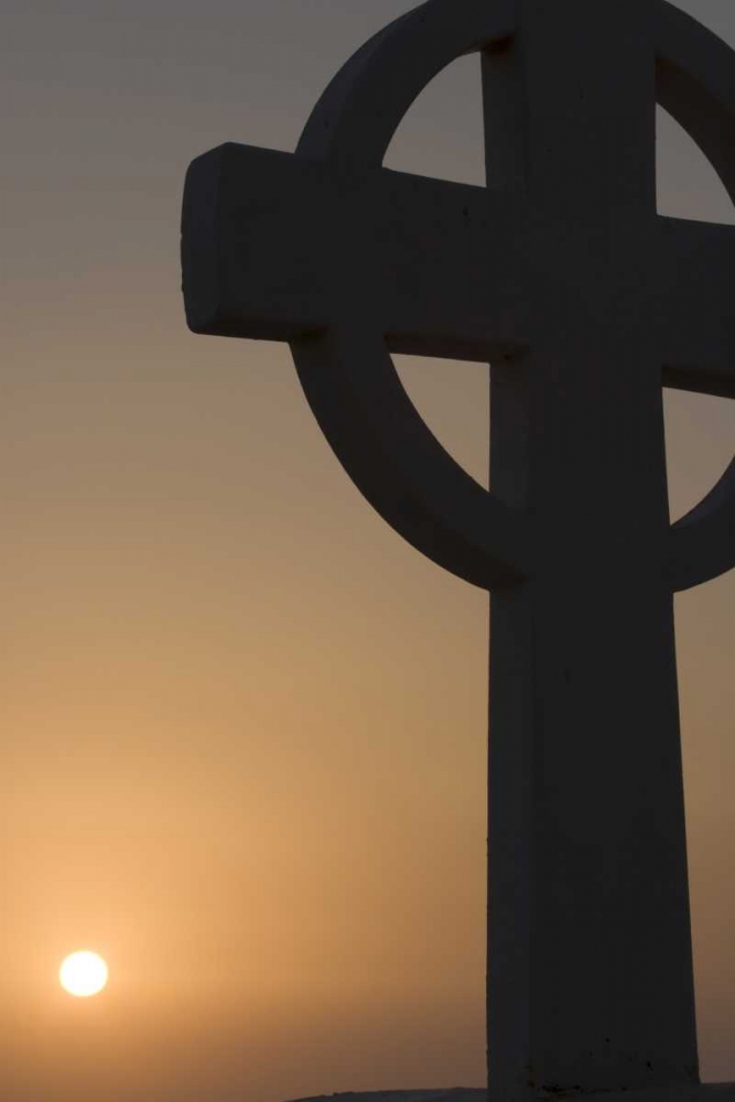 Wall Art Painting id:136349, Name: Greece, Santorini Greek cross against sunset, Artist: Young, Bill