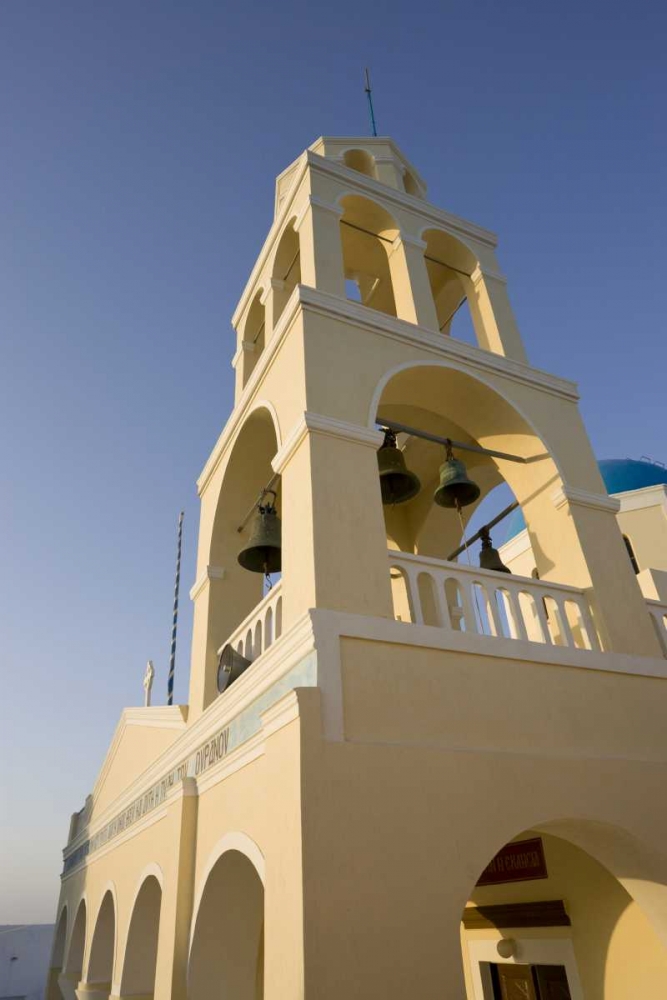 Wall Art Painting id:136416, Name: Greece, Santorini, Oia Bell tower of a church, Artist: Young, Bill