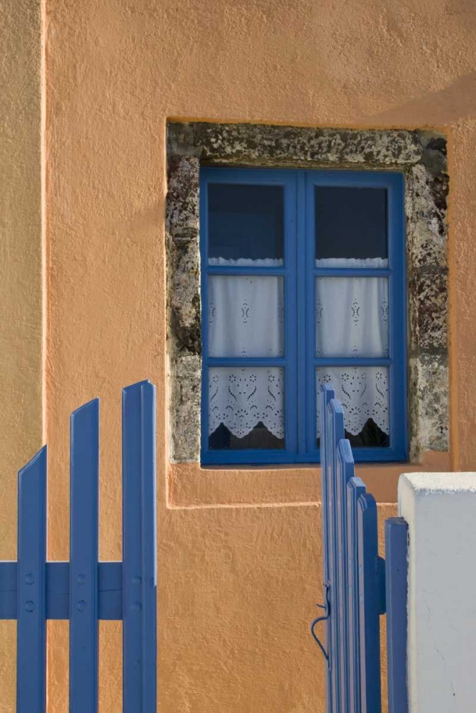 Wall Art Painting id:136295, Name: Greece, Santorini Open blue gate and window, Artist: Young, Bill