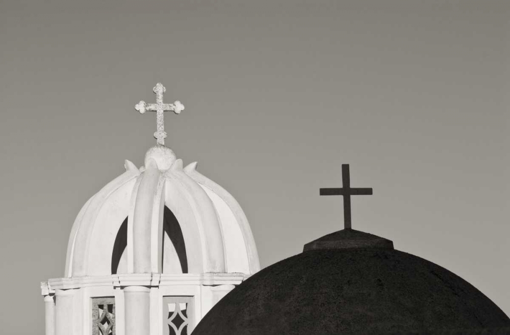 Wall Art Painting id:136365, Name: Greece, Santorini Church steeples and crosses, Artist: Young, Bill