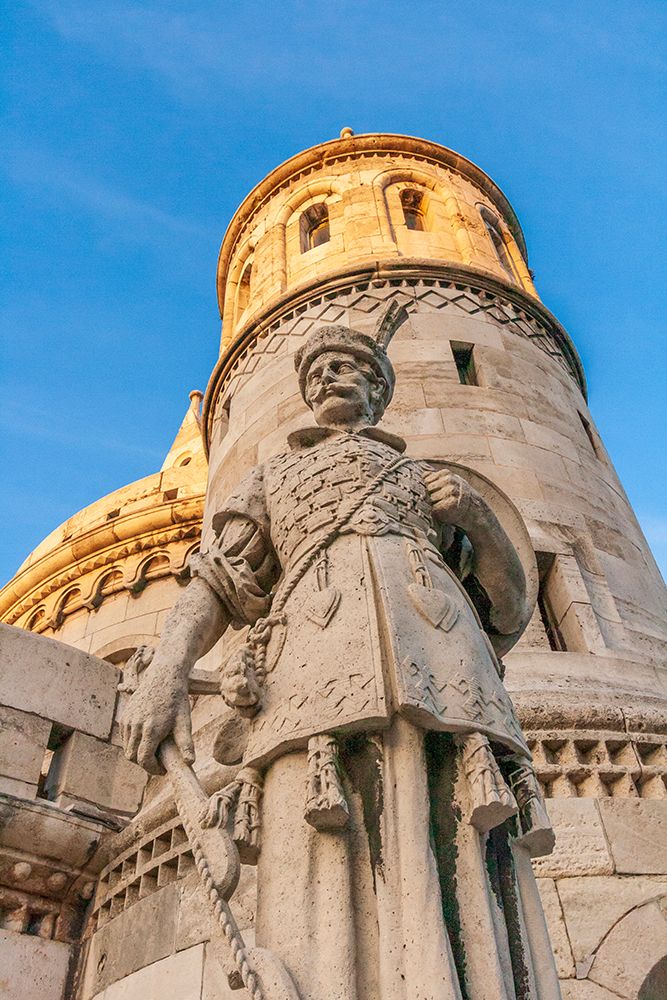 Wall Art Painting id:517939, Name: Hungary-Budapest-Fishermans Bastion and statue of Janos Hunyadi, Artist: Haseltine, Tom