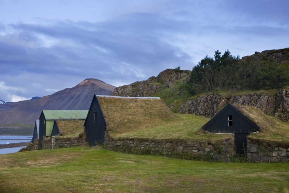 Wall Art Painting id:128119, Name: Iceland, Borgarnes Sod-roofed sheds, Artist: Grall, Don
