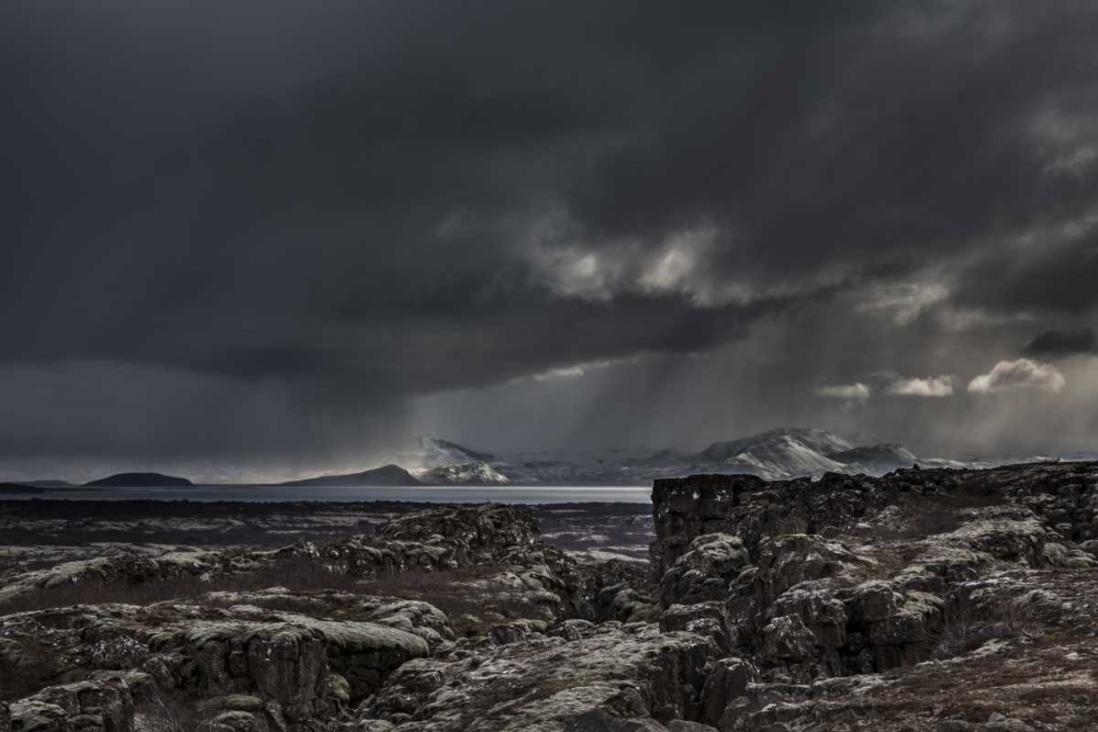 Wall Art Painting id:136353, Name: Iceland,Thingvellir NP Dark Rugged landscape, Artist: Young, Bill