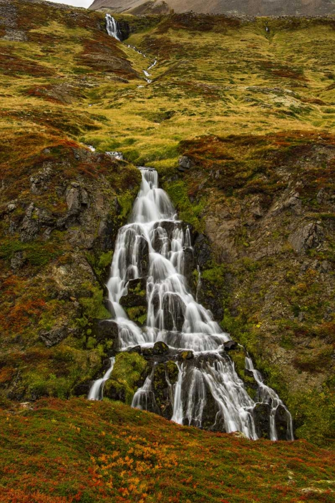 Wall Art Painting id:130815, Name: Iceland, Snaefellsnes Small waterfall and Autumn, Artist: Kirkland, Dennis