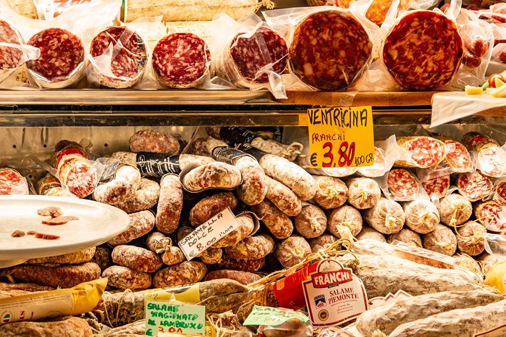 Wall Art Painting id:402866, Name: Italy-Rome Piazza della Rotunda-meat at Salami Antica, Artist: Jones, Alison