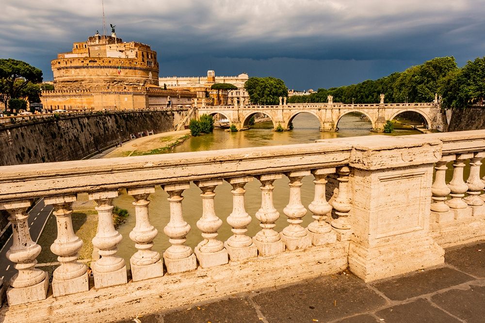 Wall Art Painting id:402883, Name: Italy-Rome Tiber River-Castel SantAngelo and Ponte SantAngelo seen upstream, Artist: Jones, Alison