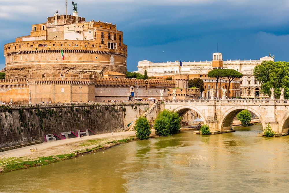 Wall Art Painting id:402884, Name: Italy-Rome Tiber River-Castel SantAngelo and Ponte SantAngelo seen upstream, Artist: Jones, Alison