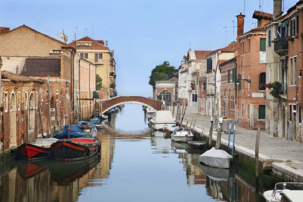 Wall Art Painting id:127985, Name: Italy, Venice Boats and homes along city canals, Artist: Flaherty, Dennis