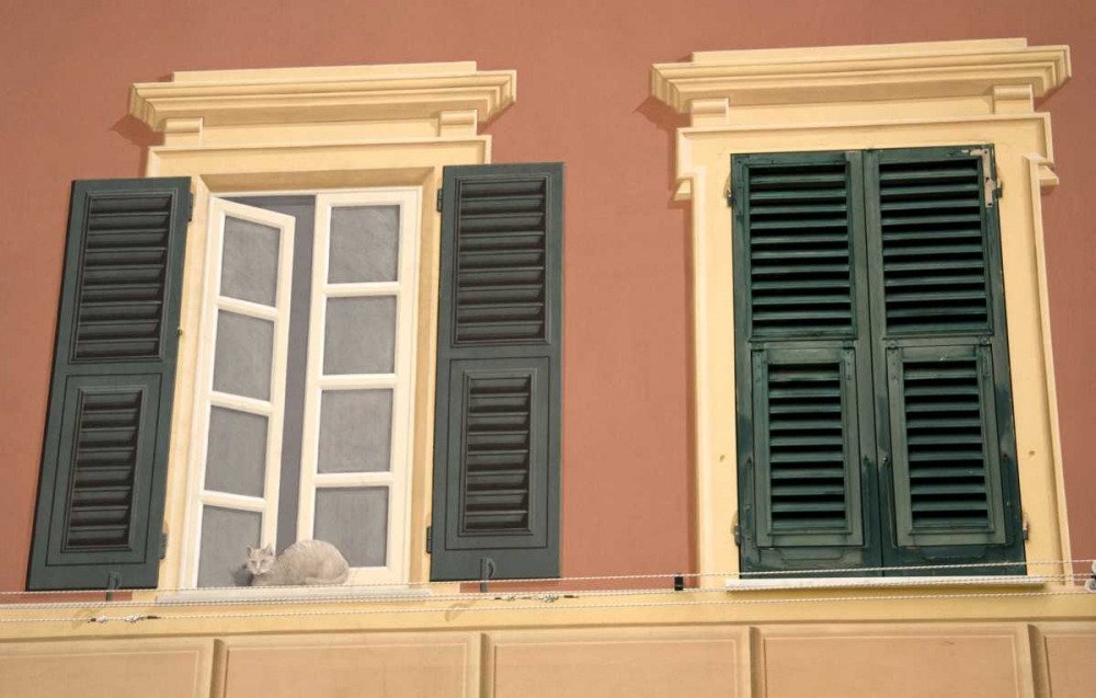 Wall Art Painting id:130050, Name: Italy, Camogli Trompe doeil style window, Artist: Kaveney, Wendy