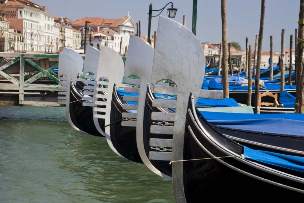 Wall Art Painting id:129998, Name: Italy, Venice Prows of a row of gondolas, Artist: Kaveney, Wendy