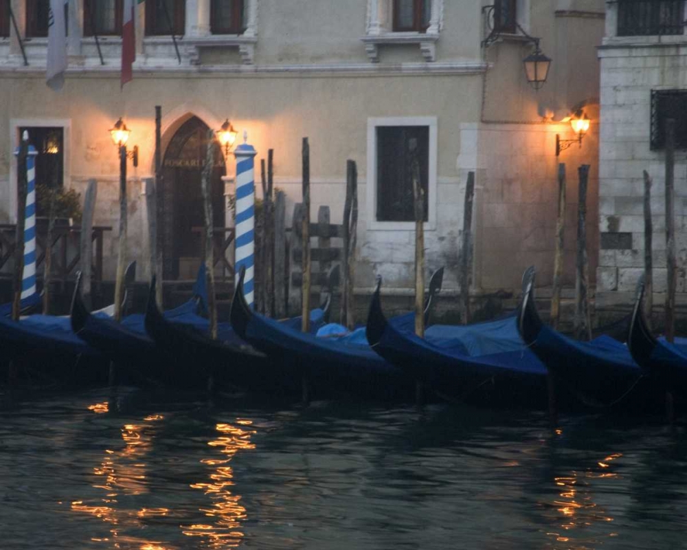 Wall Art Painting id:136440, Name: Italy, Venice Gondolas moored in early morning, Artist: Young, Bill