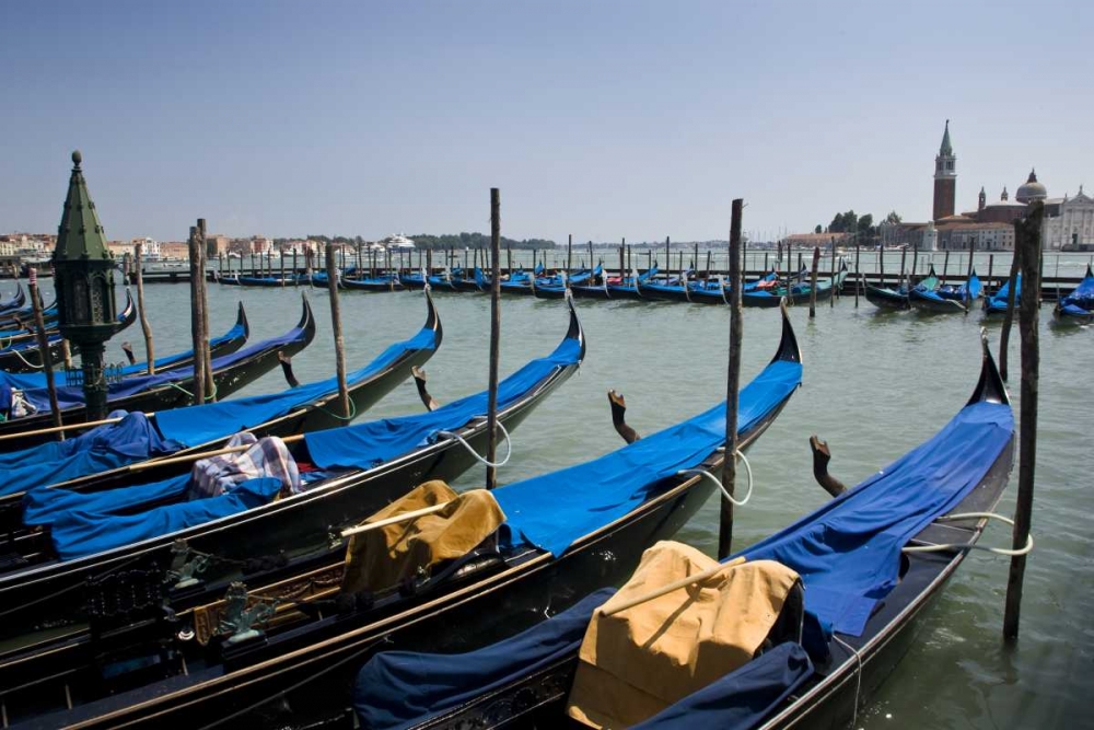 Wall Art Painting id:129938, Name: Italy, Venice A row of gondolas docked, Artist: Kaveney, Wendy