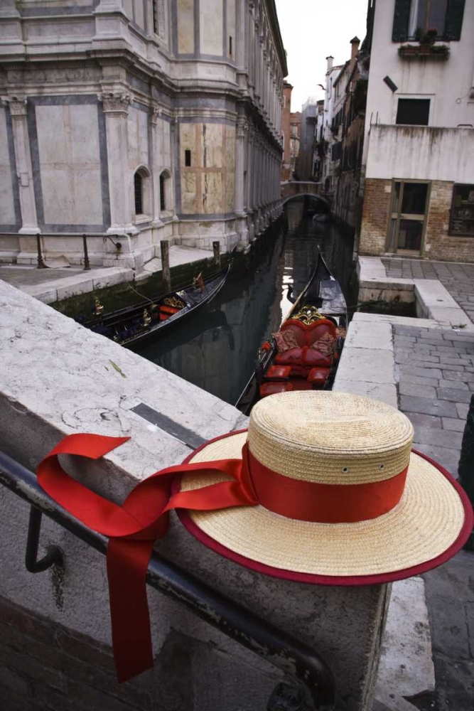 Wall Art Painting id:130090, Name: Italy, Venice Gondoliers hat and gondolas, Artist: Kaveney, Wendy