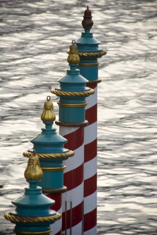 Wall Art Painting id:130313, Name: Italy, Venice A line of gondola parking poles, Artist: Kaveney, Wendy