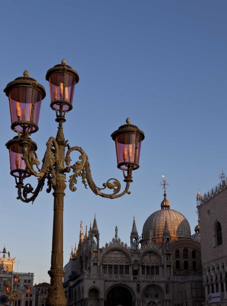 Wall Art Painting id:136429, Name: Italy, Venice Ornate lamp on St Marks Square, Artist: Young, Bill