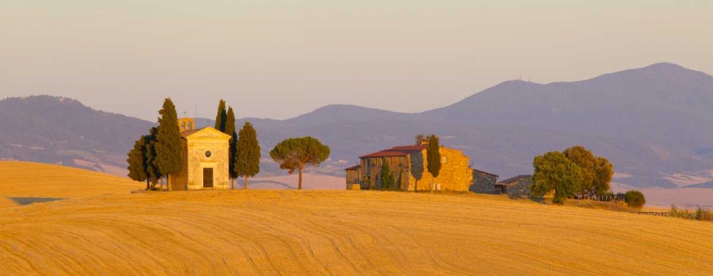 Wall Art Painting id:127253, Name: Italy, Tuscany Little chapel at sunset, Artist: Delisle, Gilles