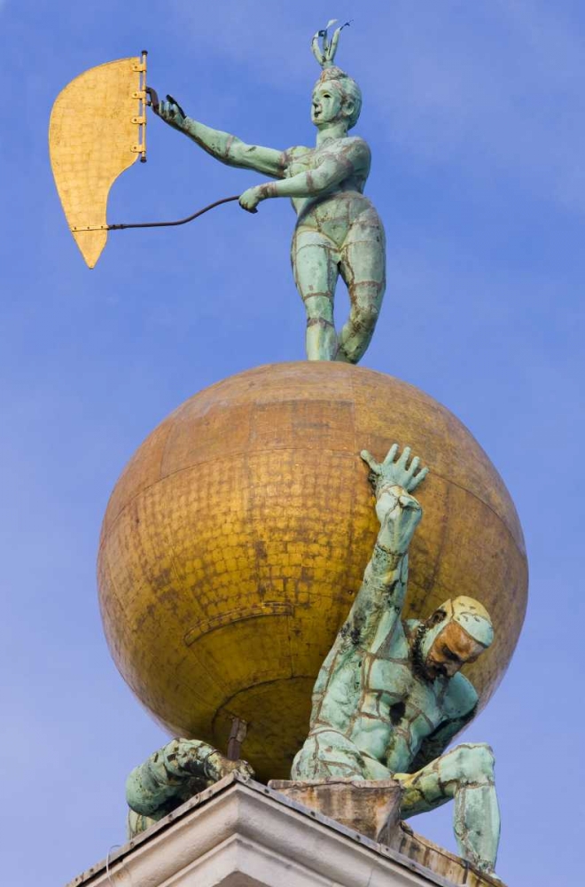 Wall Art Painting id:127275, Name: Italy, Venice Fortune statue on top a roof, Artist: Delisle, Gilles