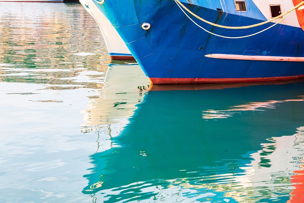 Wall Art Painting id:402928, Name: Agrigento Province-Sciacca Reflection of a fishing boat in the harbor, Artist: Wilson, Emily