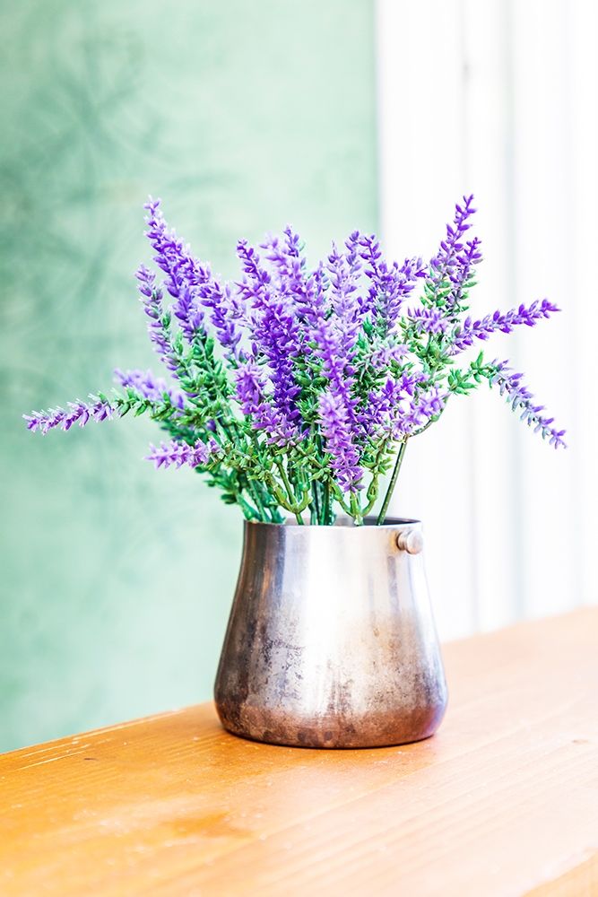 Wall Art Painting id:402950, Name: Italy-Apulia-Metropolitan City of Bari-Monopoli Lavender flowers in a metal vase, Artist: Wilson, Emily