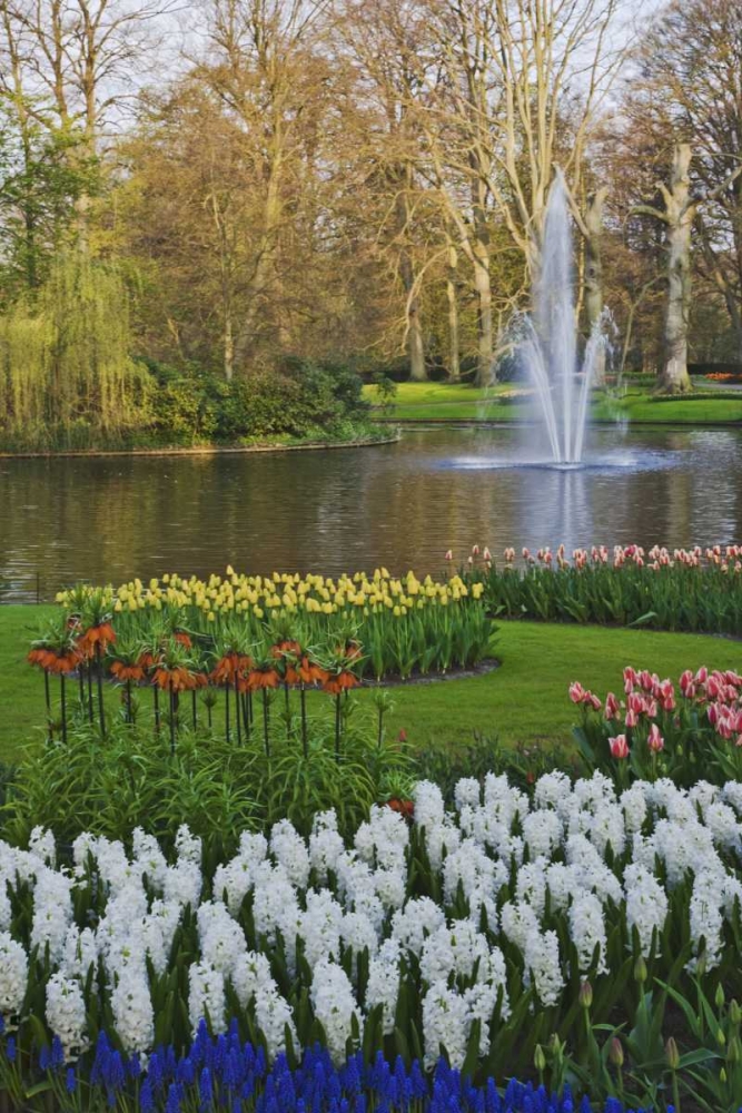 Wall Art Painting id:128012, Name: Netherlands, Lisse Garden scenic with a fountain, Artist: Flaherty, Dennis