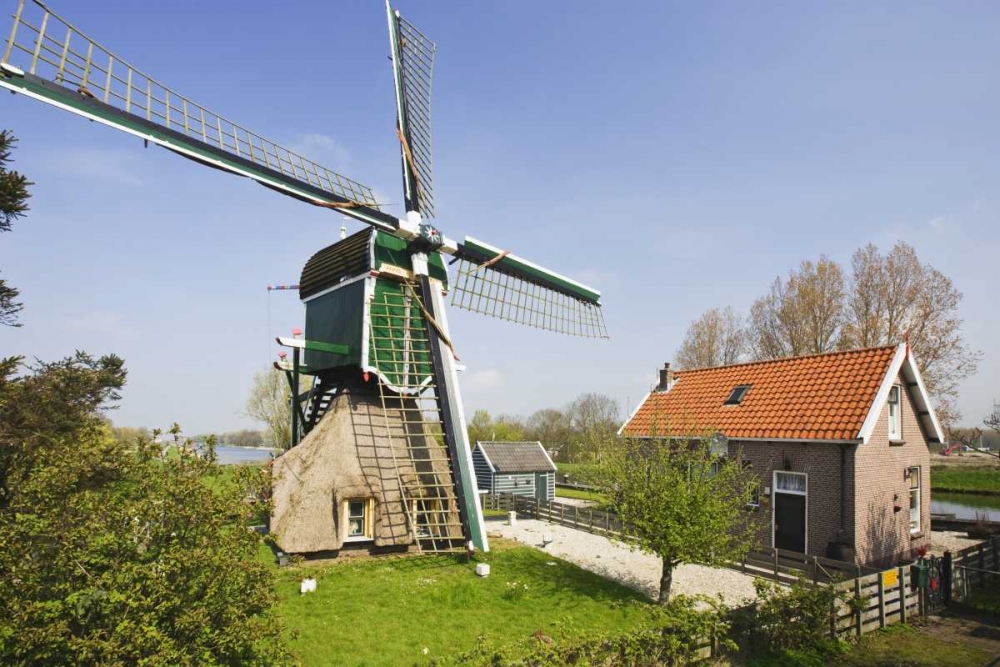 Wall Art Painting id:127689, Name: Netherlands, Leiderdorp Traditional windmill, Artist: Flaherty, Dennis