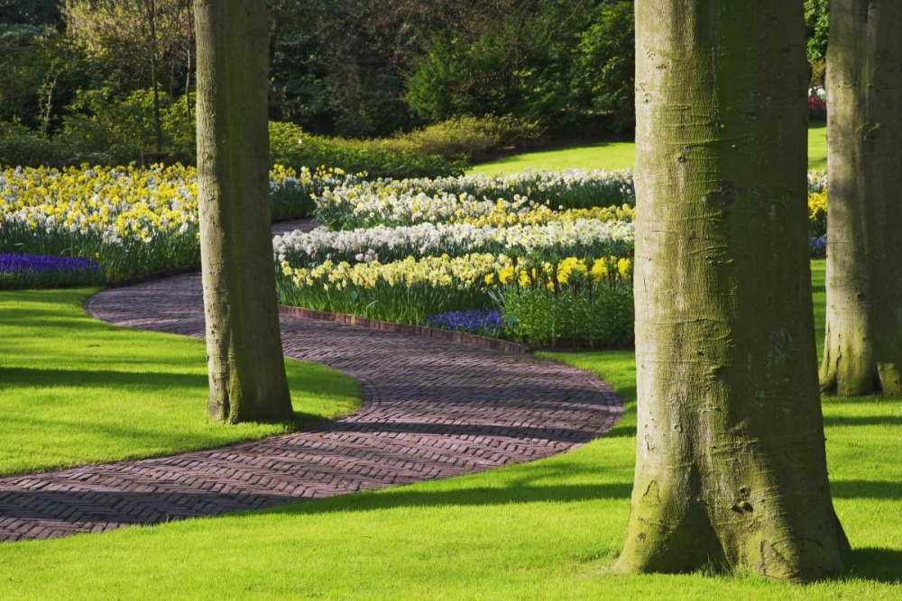 Wall Art Painting id:127726, Name: Holland, Lisse Curving path through a gardens, Artist: Flaherty, Dennis