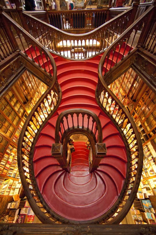 Wall Art Painting id:136709, Name: Portugal, Porto Stairway in Lello Book Store, Artist: Zuckerman, Jim