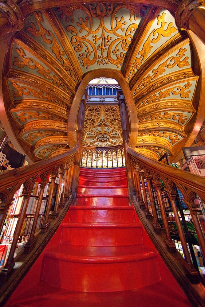 Wall Art Painting id:403177, Name: Portugal-Porto Ornate staircase in the Lello Bookstore, Artist: Jaynes Gallery