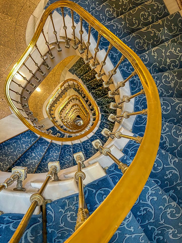 Wall Art Painting id:604203, Name: Spain-Barcelona. Spiral staircase in a hotel., Artist: Jaynes Gallery