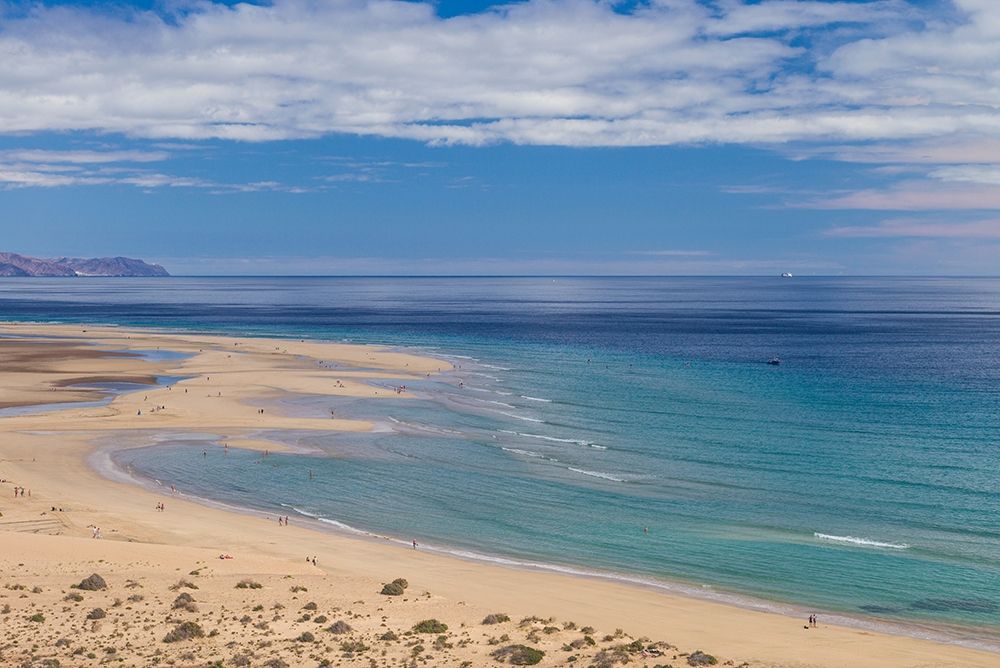 Wall Art Painting id:403267, Name: Canary Islands-Fuerteventura Island-Costa Calma-high angle view of Playa de Sotavento beach, Artist: Bibikow, Walter