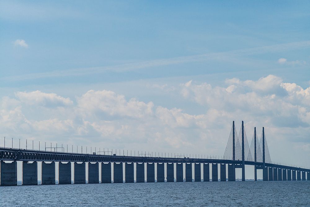 Wall Art Painting id:518433, Name: Sweden-Scania-Malmo-Oresund Bridge-longest cable-tied bridge in Europe-linking Sweden and Denmark, Artist: Bibikow, Walter