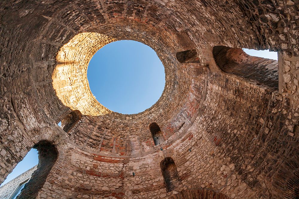 Wall Art Painting id:518707, Name: Split-Croatia-Looking upward inside Diocletians Palaces peristyle, Artist: Haseltine, Tom