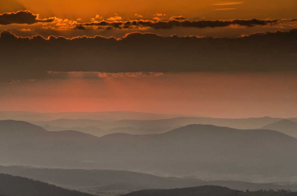 Wall Art Painting id:131388, Name: Mountain landscape in an orange Sunset, Artist: OBrien, Jay