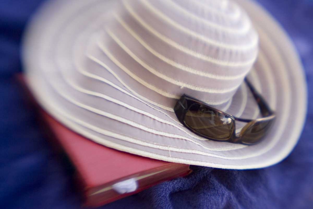 Wall Art Painting id:130292, Name: French Polynesia Sun hat, sunglasses and book, Artist: Kaveney, Wendy