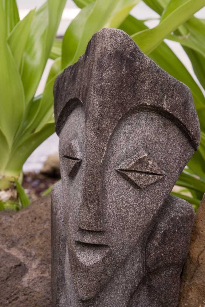 Wall Art Painting id:130000, Name: French Polynesia, Moorea Stone tiki face, Artist: Kaveney, Wendy