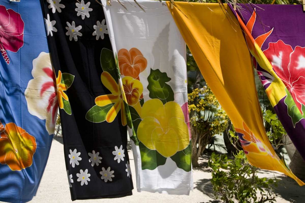 Wall Art Painting id:130610, Name: French Polynesia,Tahaa Pareos blows in the wind, Artist: Kaveney, Wendy