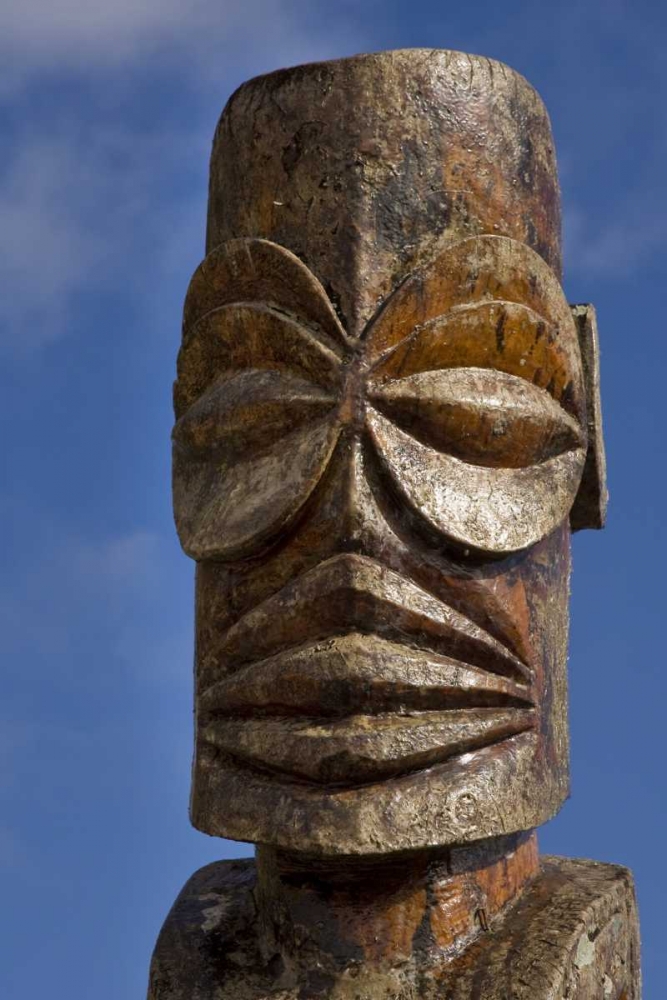 Wall Art Painting id:130607, Name: French Polynesia, Cook Islands, Avarua Tiki face, Artist: Kaveney, Wendy