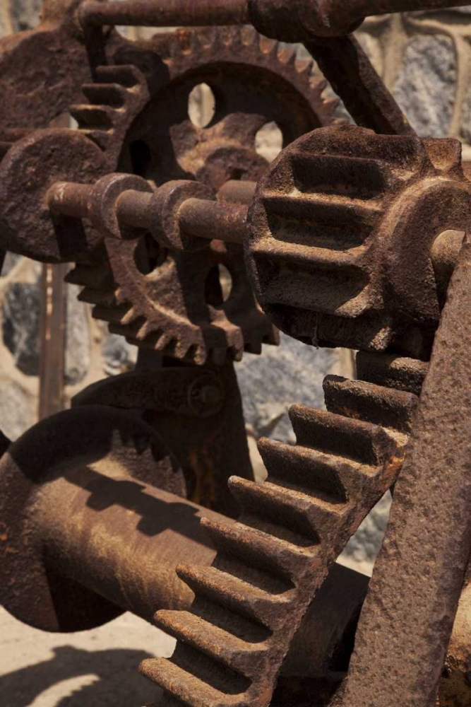 Wall Art Painting id:130121, Name: South America, Chile, Zapallar Rusted gears, Artist: Kaveney, Wendy