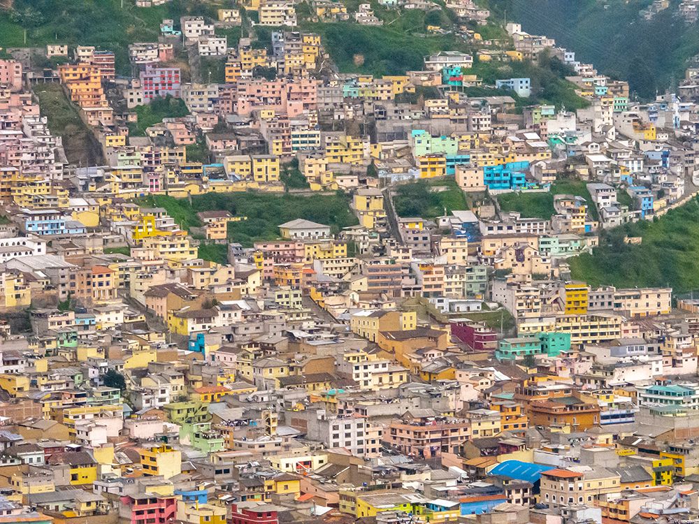 Wall Art Painting id:604315, Name: Ecuador-Quito. Aerial overview of Old Town buildings., Artist: Jaynes Gallery