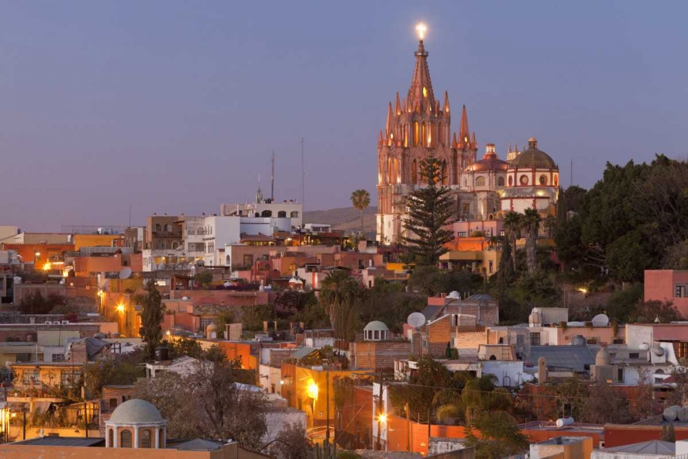 Wall Art Painting id:132115, Name: Mexico La Parroquia cathedral at twilight, Artist: Paulson, Don