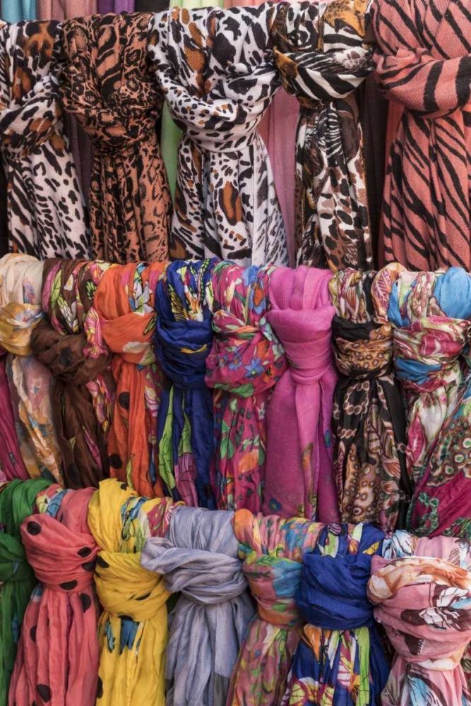 Art Print: Mexico Retail display of scarfs