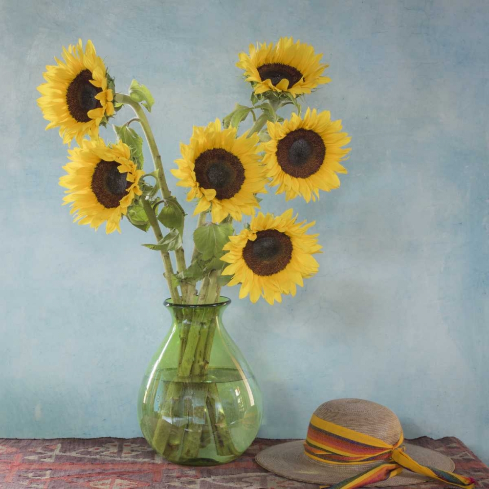 Wall Art Painting id:131757, Name: Mexico Sunflowers in vase on table, Artist: Paulson, Don