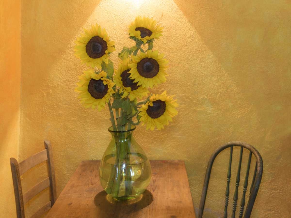 Wall Art Painting id:131764, Name: Mexico Sunflowers in vase on table, Artist: Paulson, Don
