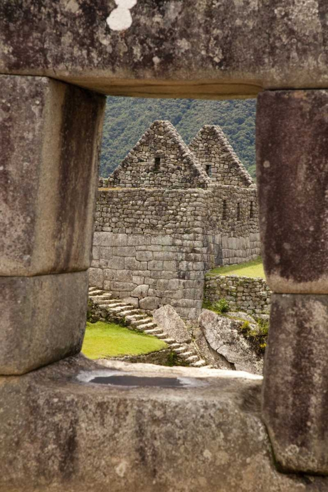 Wall Art Painting id:130580, Name: Peru, Machu PicchuHouse framed by a stone window, Artist: Kaveney, Wendy