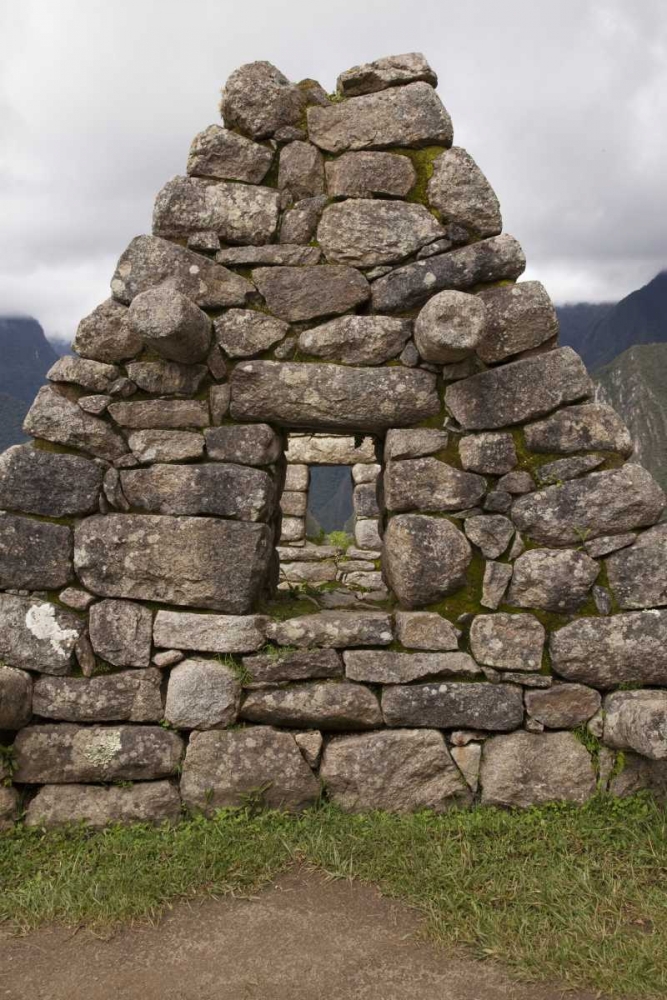 Wall Art Painting id:130140, Name: Peru, Machu Picchu Aligned windows in ruins, Artist: Kaveney, Wendy