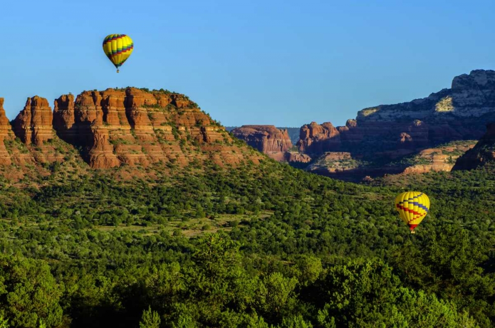 Wall Art Painting id:131443, Name: Arizona Hot-air balloons over Red Rocks SP, Artist: OBrien, Jay